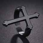 Anillo para Hombre Sello Cruz Cristiana negro