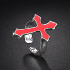 Anillo para Hombre Sello Cruz Cristiana rojo