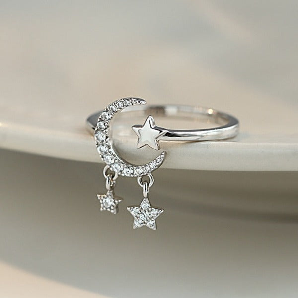 Anillo Luna y Estrella para Mujer Anillo Astros