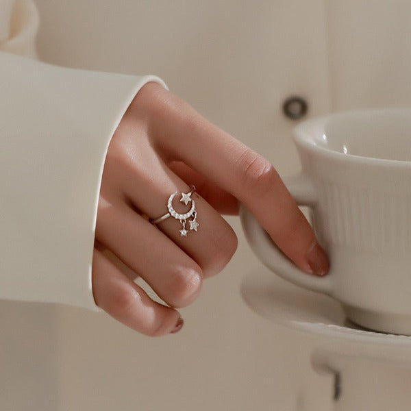 Anillo Luna y Estrella para Mujer Anillo Astros