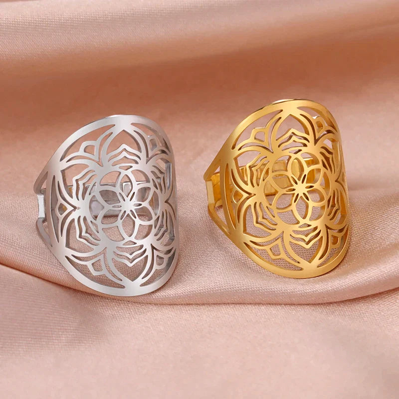 Anillo Mandala Mujer Flor de oro