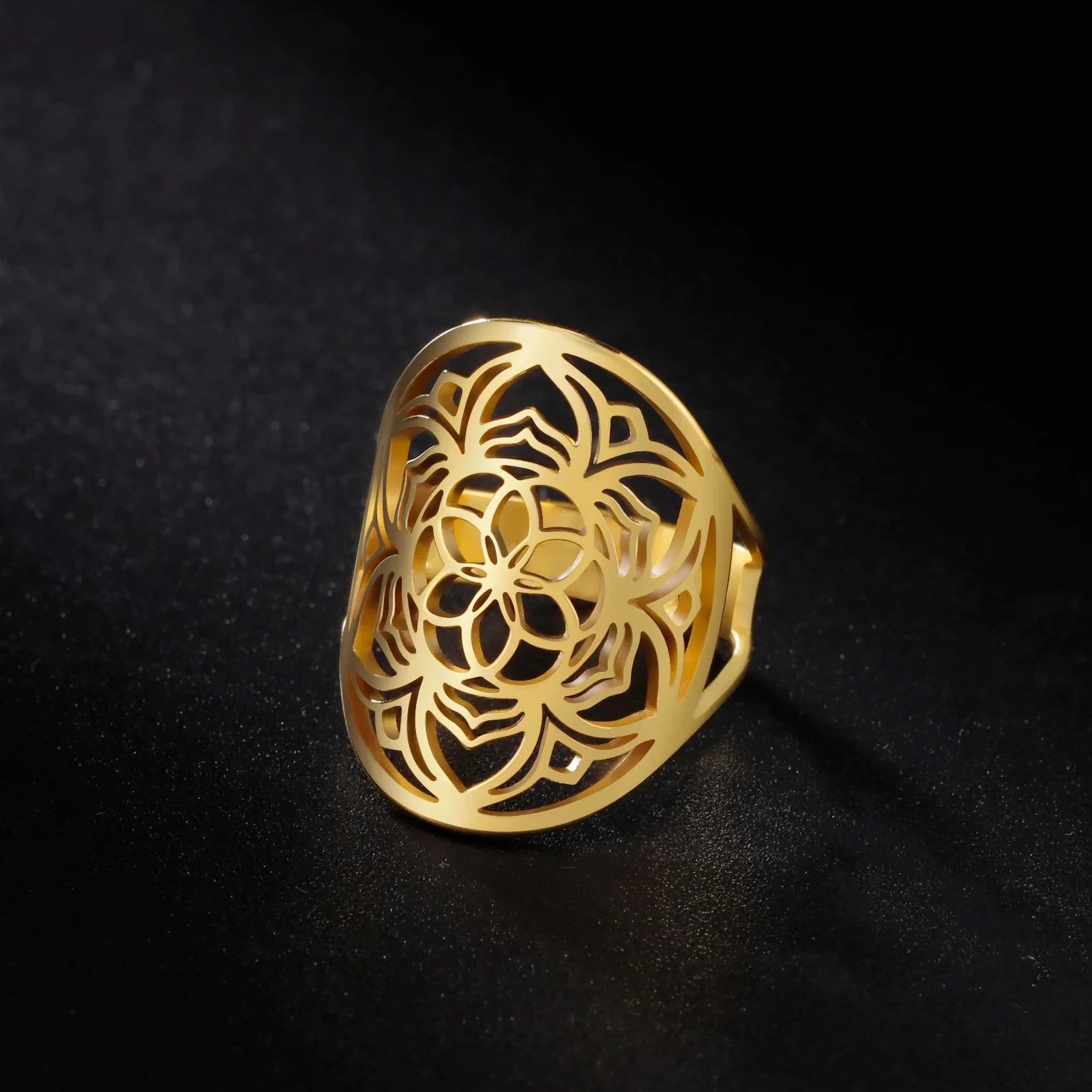 Anillo Mandala Mujer Flor de oro