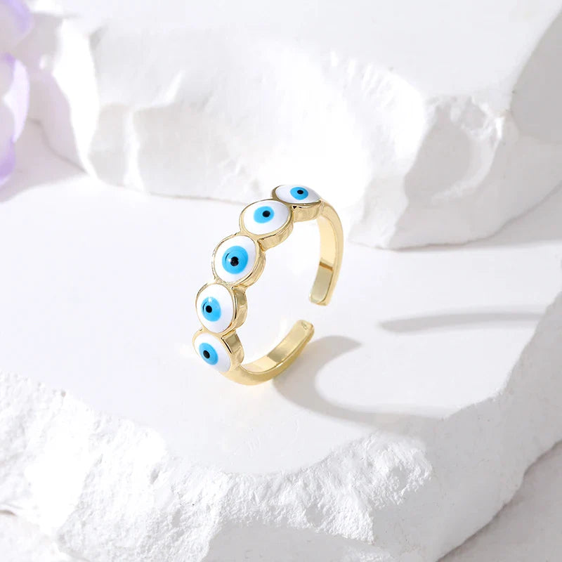 Anillo Ojo Turco Azul Maligno blanco