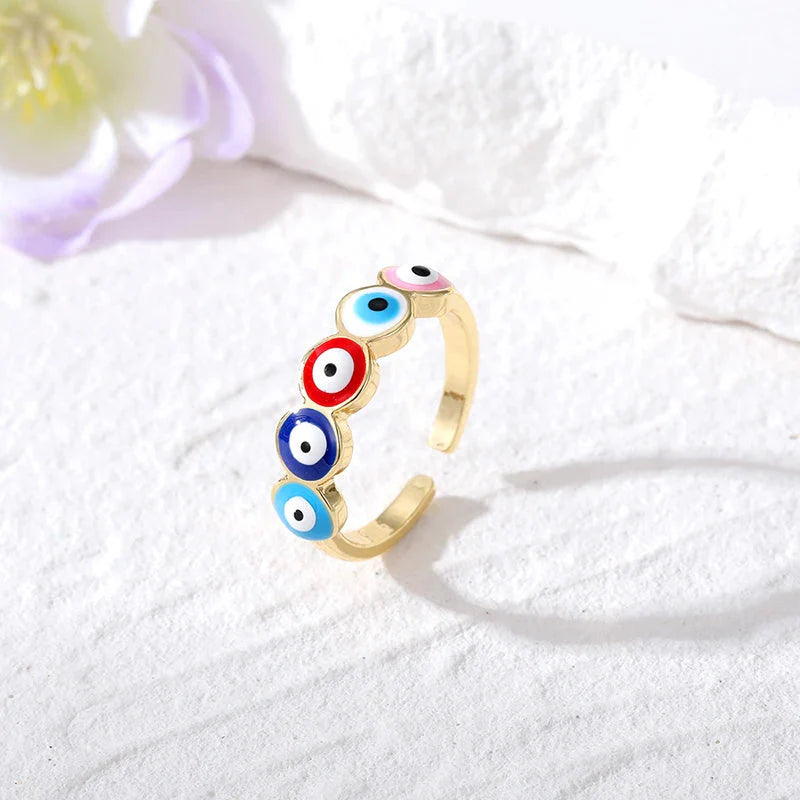 Anillo Ojo Turco Azul Maligno multicolor