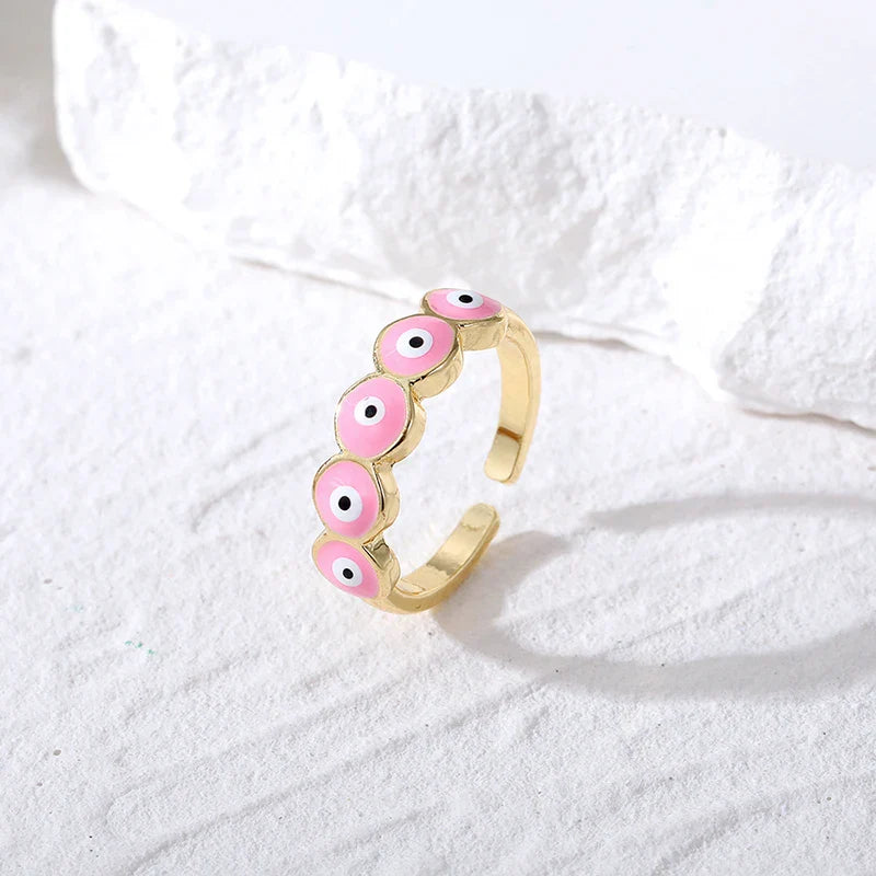 Anillo Ojo Turco Azul Maligno Rosa