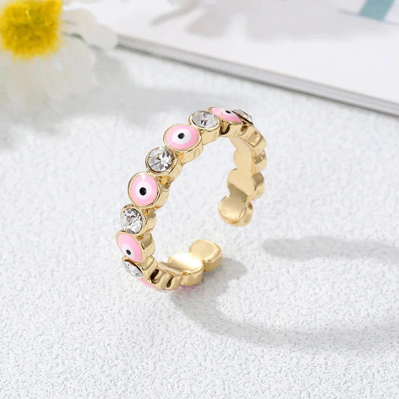 Anillo Ojo Turco Azul Maléfico Estilo Bohemio rosa