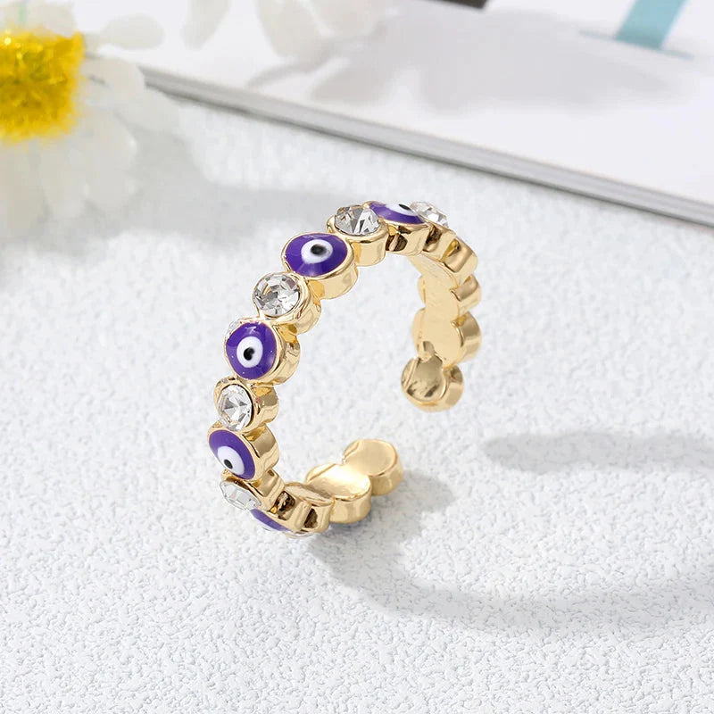 Anillo Ojo Turco Azul Maléfico Estilo Bohemio violeta