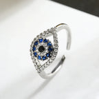 Anillo Ojo Turco Azul Zirconia en plata