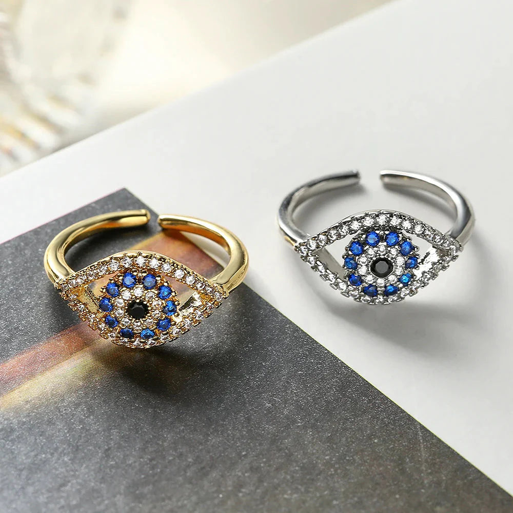 Anillo Ojo Turco Azul Zirconia