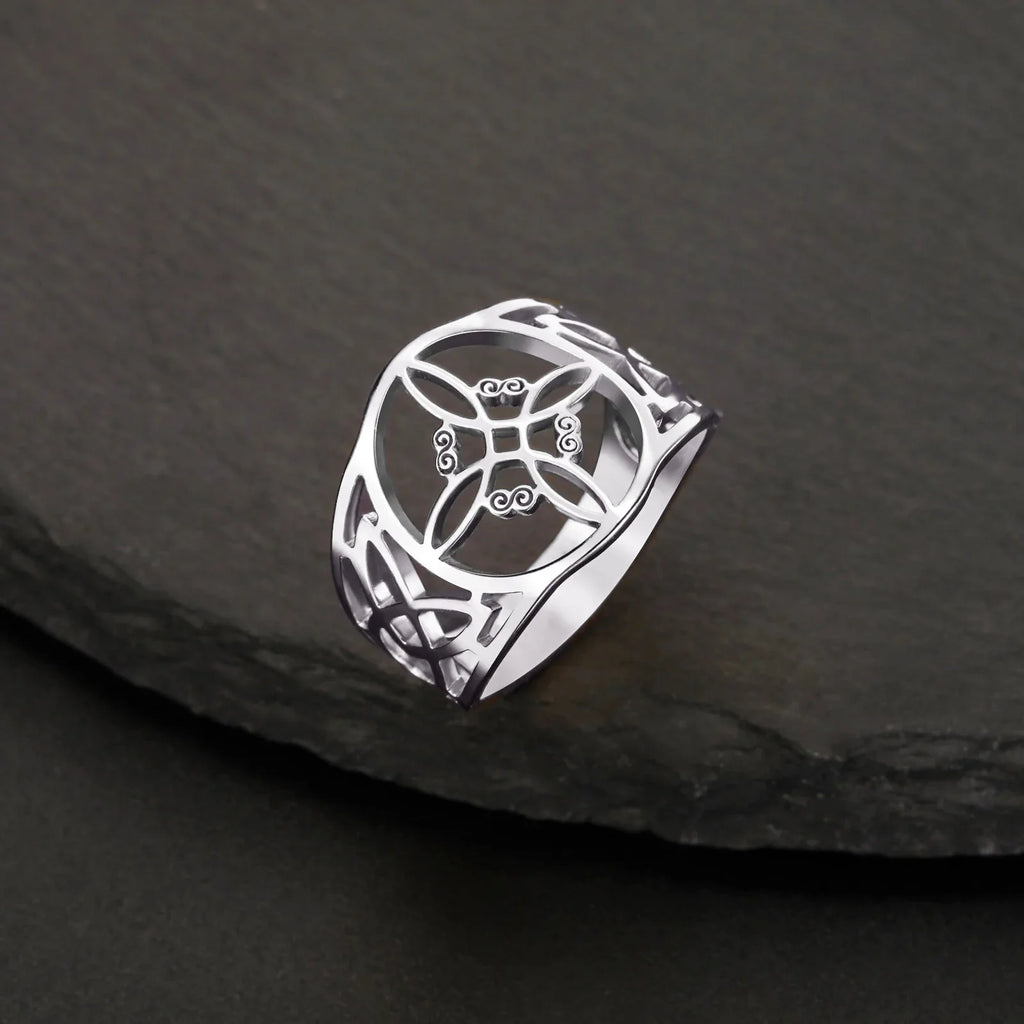 Anillo Nudo de Bruja para Mujer Protección Anillo Wicca de plata