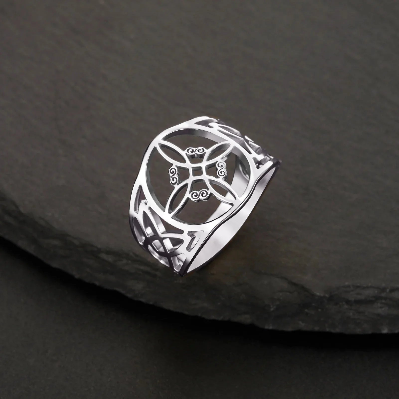 Anillo Nudo de Bruja para Mujer Protección Anillo Wicca de plata