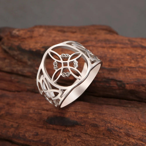 Anillo Nudo de Bruja para Mujer Protección Anillo Wicca de plata