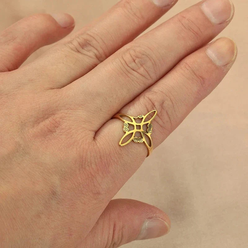 Anillo Nudo de Bruja Fino Oro