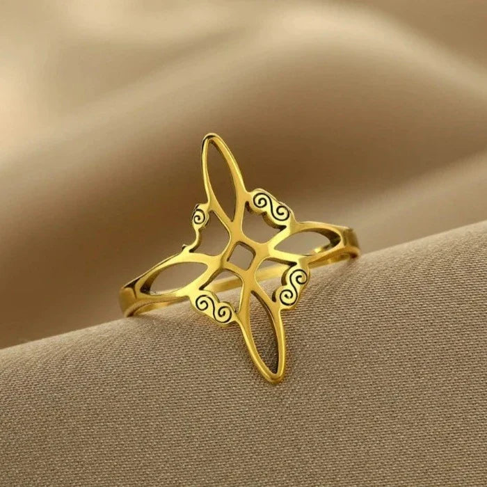 Anillo Nudo de Bruja Fino Oro