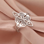Anillo Nudo de Bruja Protección Anillo Mujer Wicca plata