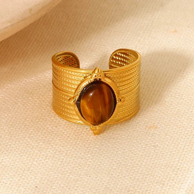 Anillo Ojo de Tigre para Mujer en Oro