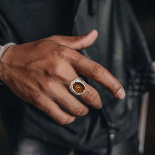 Anillo Ojo de Tigre para Hombre