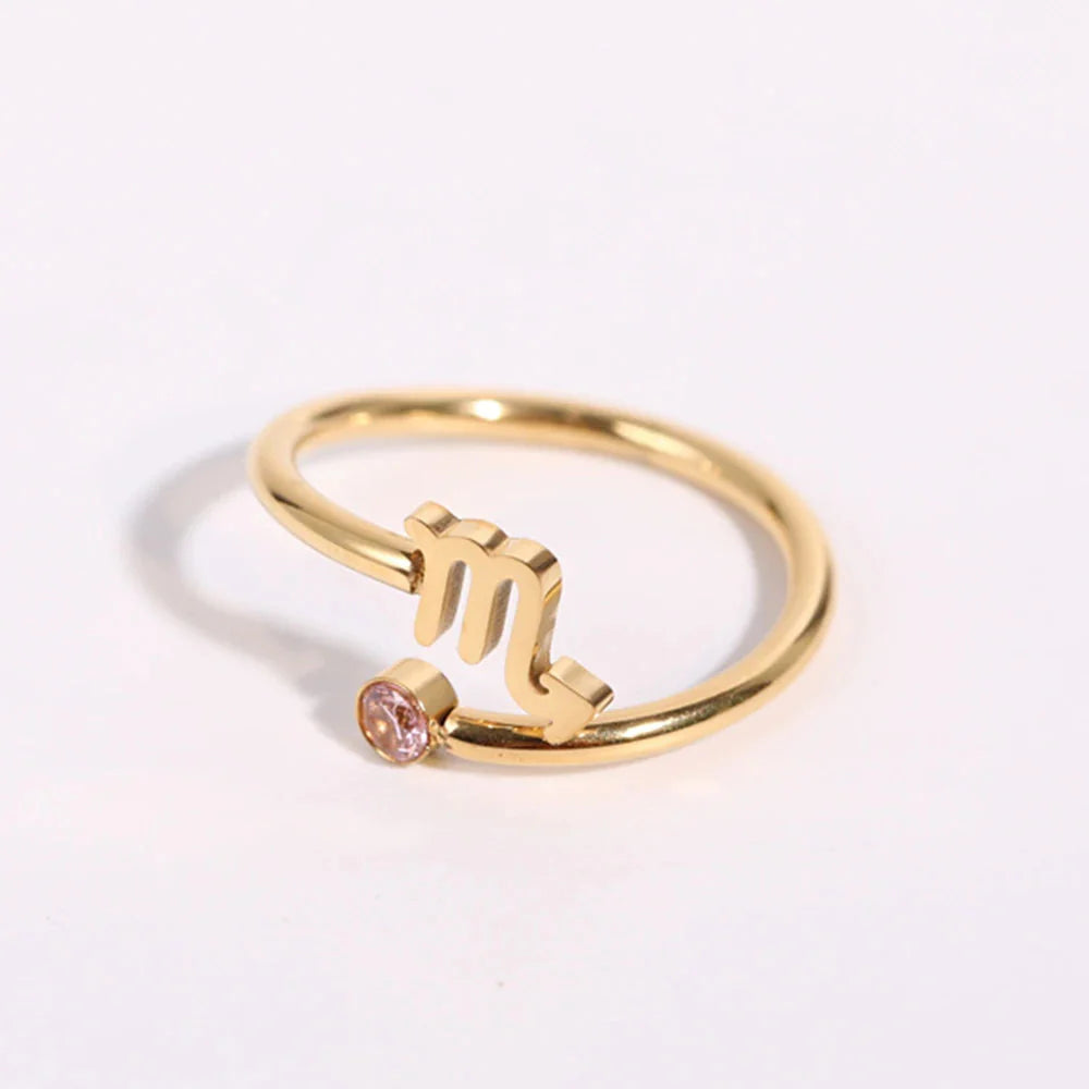 Anillo de Oro Signo del Zodiaco 12 Constelaciones escorpión