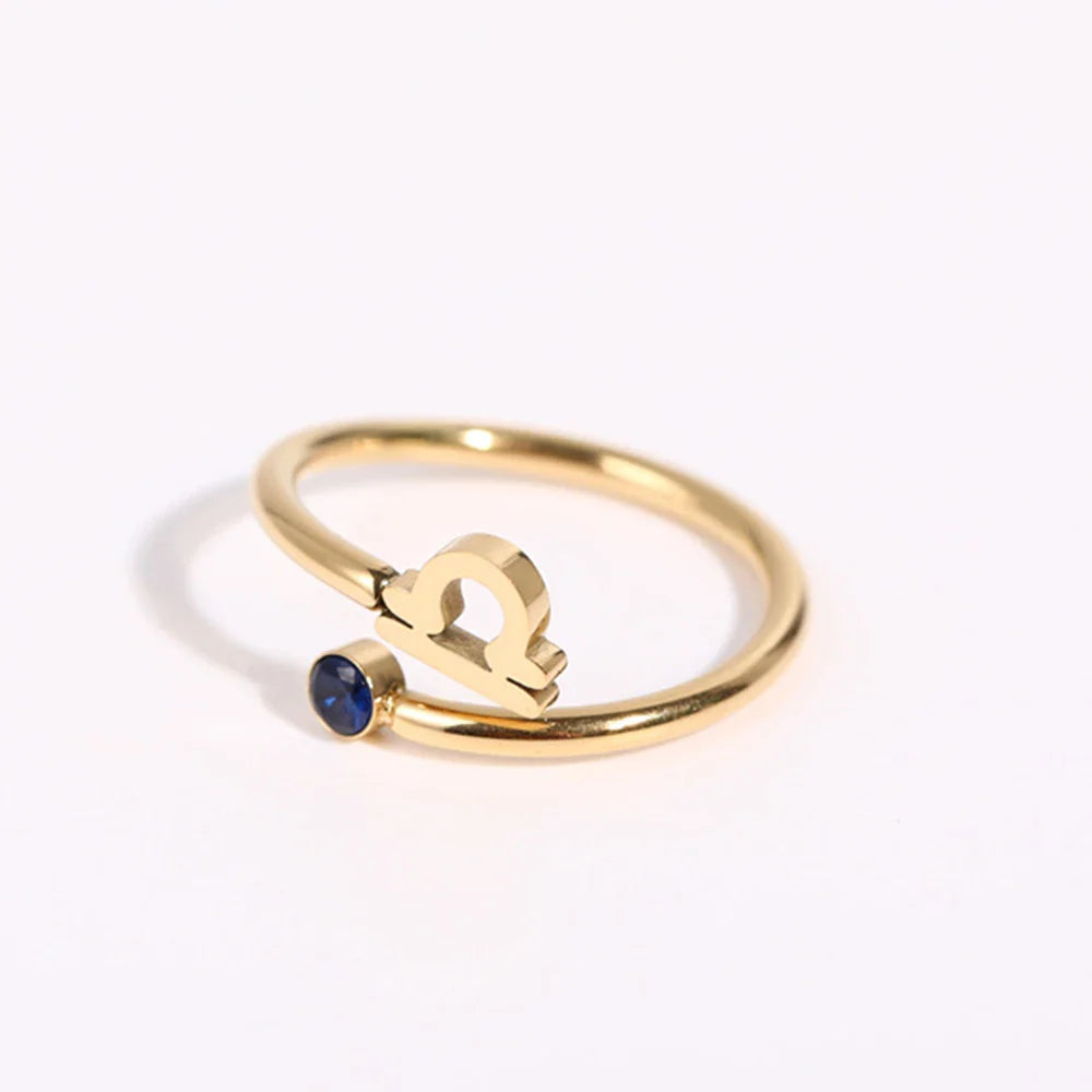 Anillo de Oro Signo del Zodiaco 12 Constelaciones libra