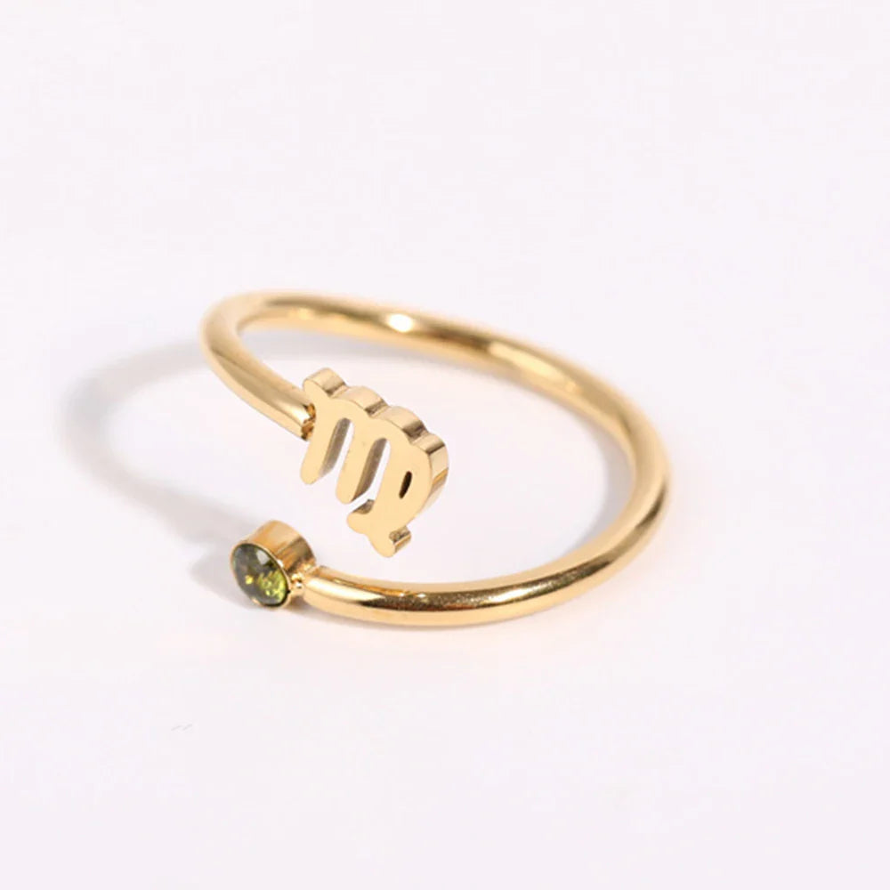 Anillo de Oro Signo del Zodiaco 12 Constelaciones virgo