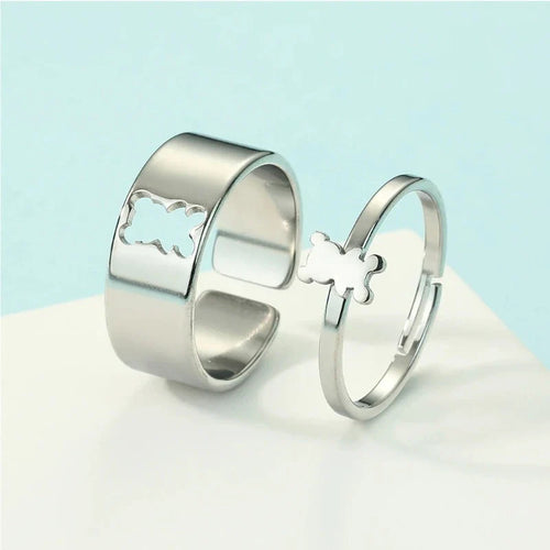 Anillo Oso 2 Piezas Plata