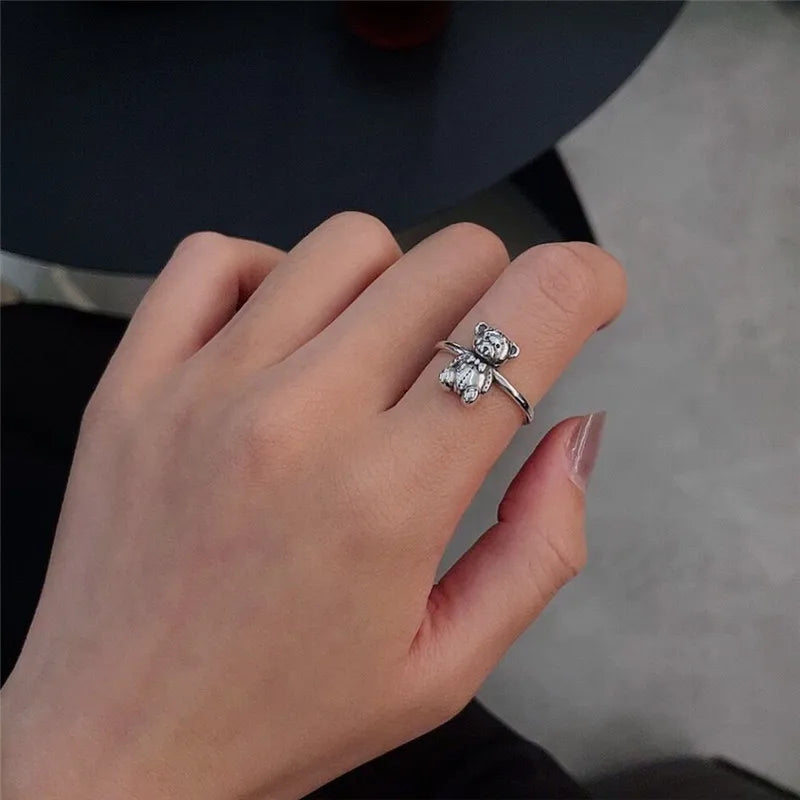 Anillo Oso Retro Plata
