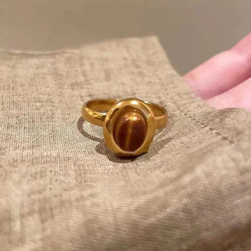 Anillo Ovalado Ojo de Tigre