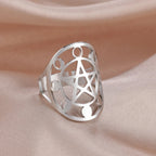 Anillo Pentáculo de Brujería Anillo Wicca plata