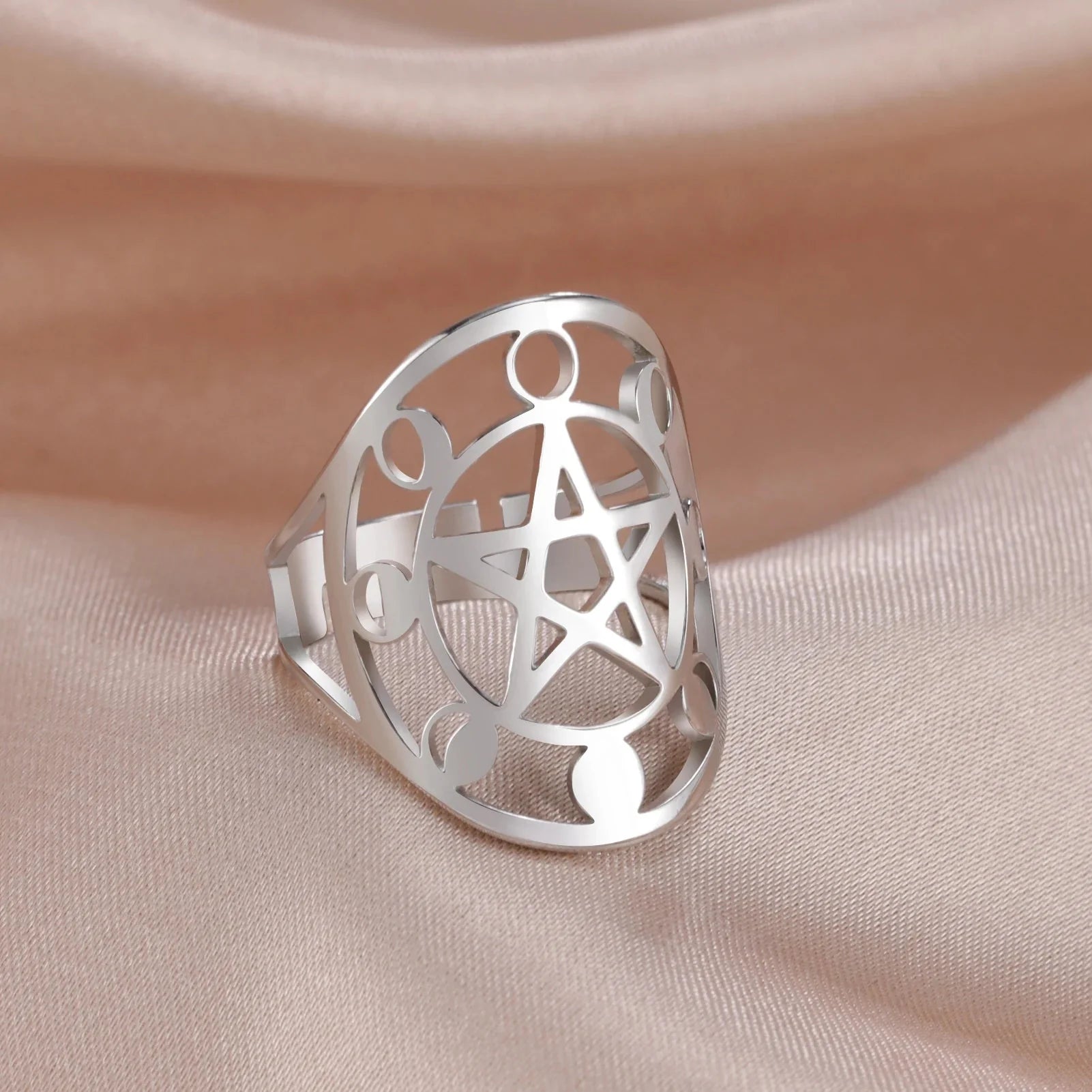 Anillo Pentáculo de Brujería Anillo Wicca plata