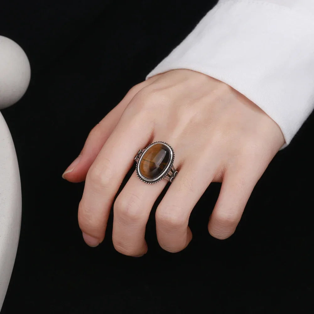 Anillo de Piedra Ojo de Tigre para Mujer