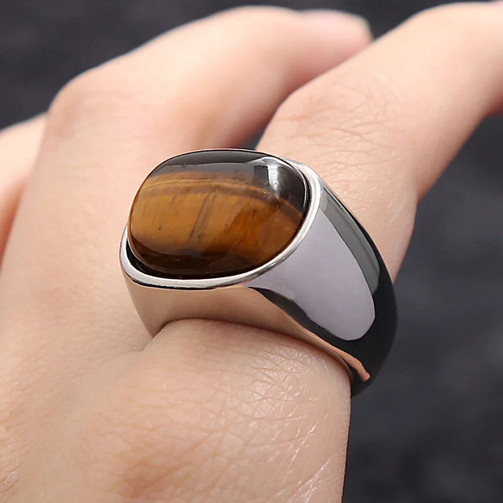 Anillo con piedra Ojo de Tigre para Hombre y Mujer en plata