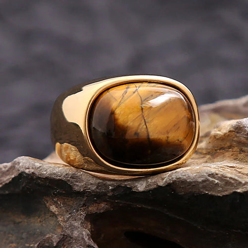 Anillo con piedra Ojo de Tigre para Hombre y Mujer en oro