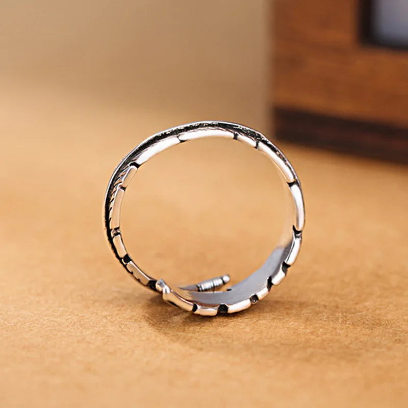 Anillo Pluma Plateado para Mujer