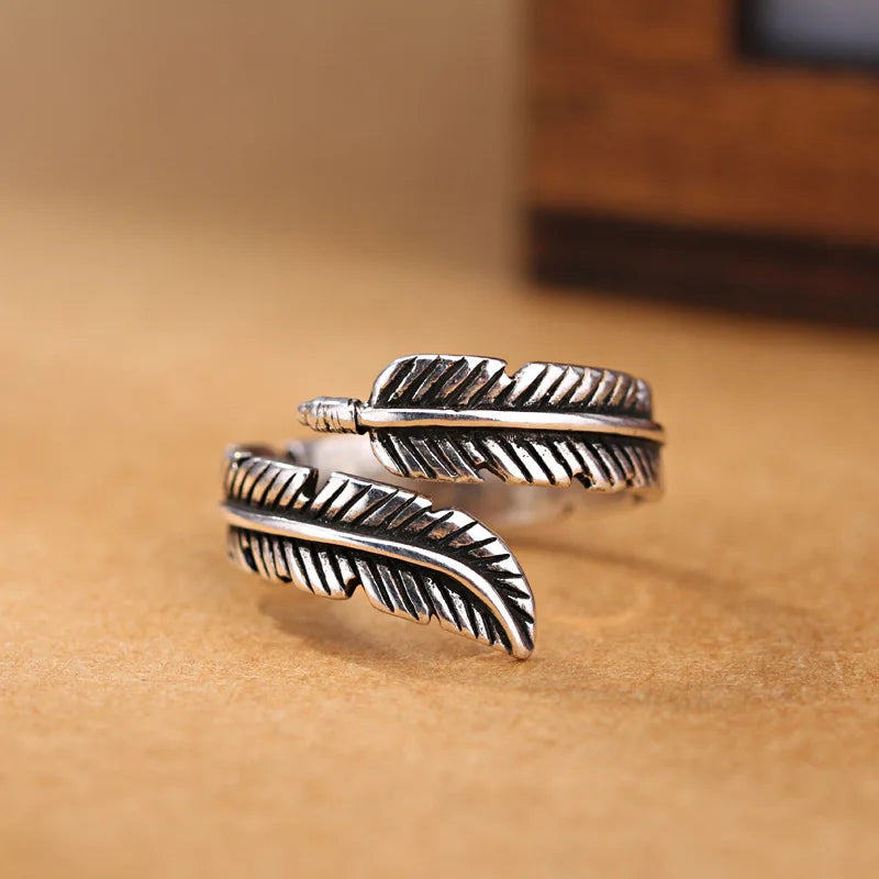 Anillo Pluma Plateado para Mujer