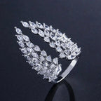 Anillo Pluma en Circonio plateado
