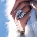 Anillo Pluma en Circonio plateado