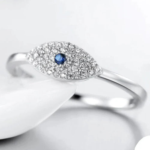 Anillo Amuleto Ojo Turco Azul de Zirconia