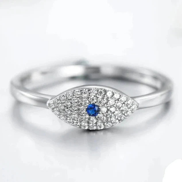Anillo Amuleto Ojo Turco Azul de Zirconia