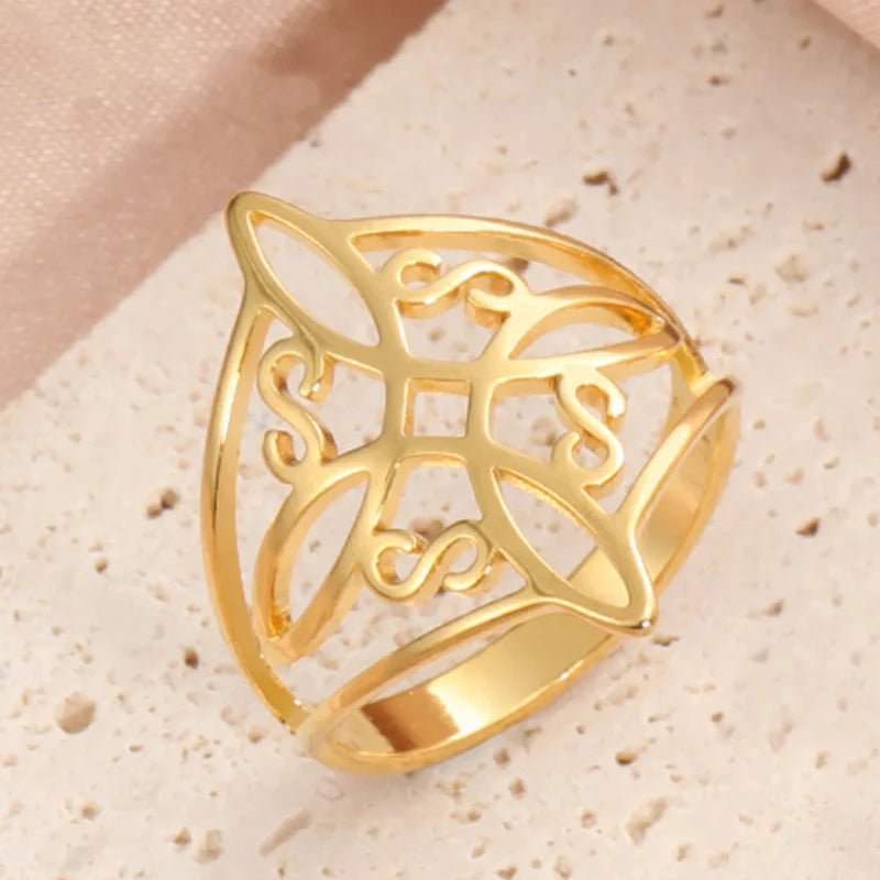 Anillo de Protección Nudo de Bruja Anillo Hombre Mujer Wicca oro