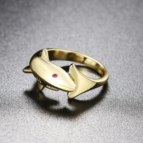 Anillo Tiburón con Zirconia oro