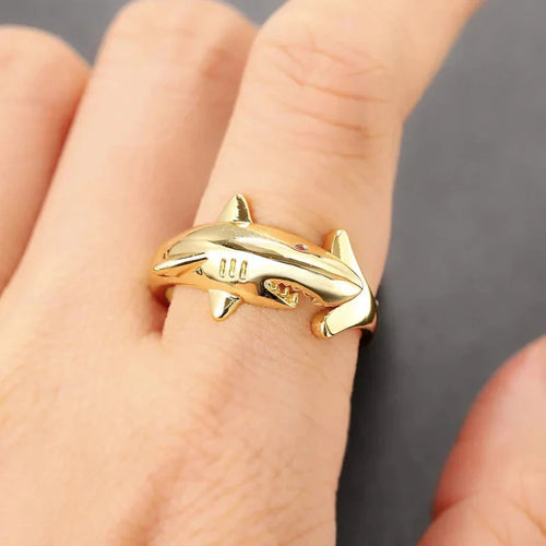 Anillo Tiburón con Zirconia oro