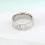 Anillo Retro Montañas León y Sol de plata