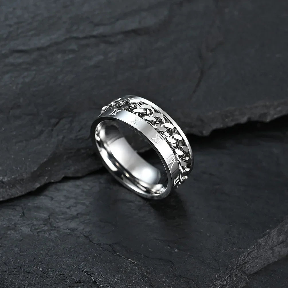 Anillo Giratorio Antiestrés para Hombre plateado