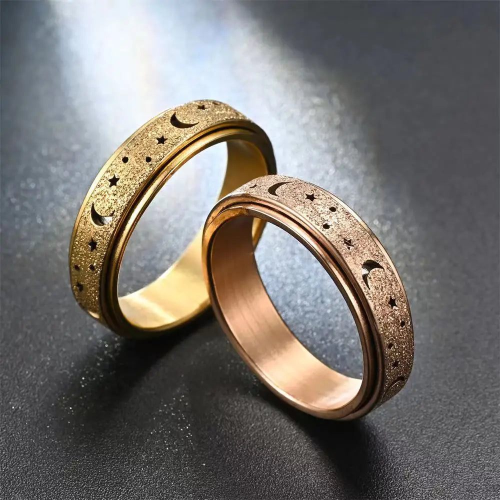 Anillo Giratorio con Crescientes de Luna para Hombre en oro rosa