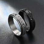 Anillo Giratorio con Crescientes de Luna para Hombre en negro