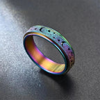 Anillo Giratorio con Crescientes de Luna para Hombre en azul