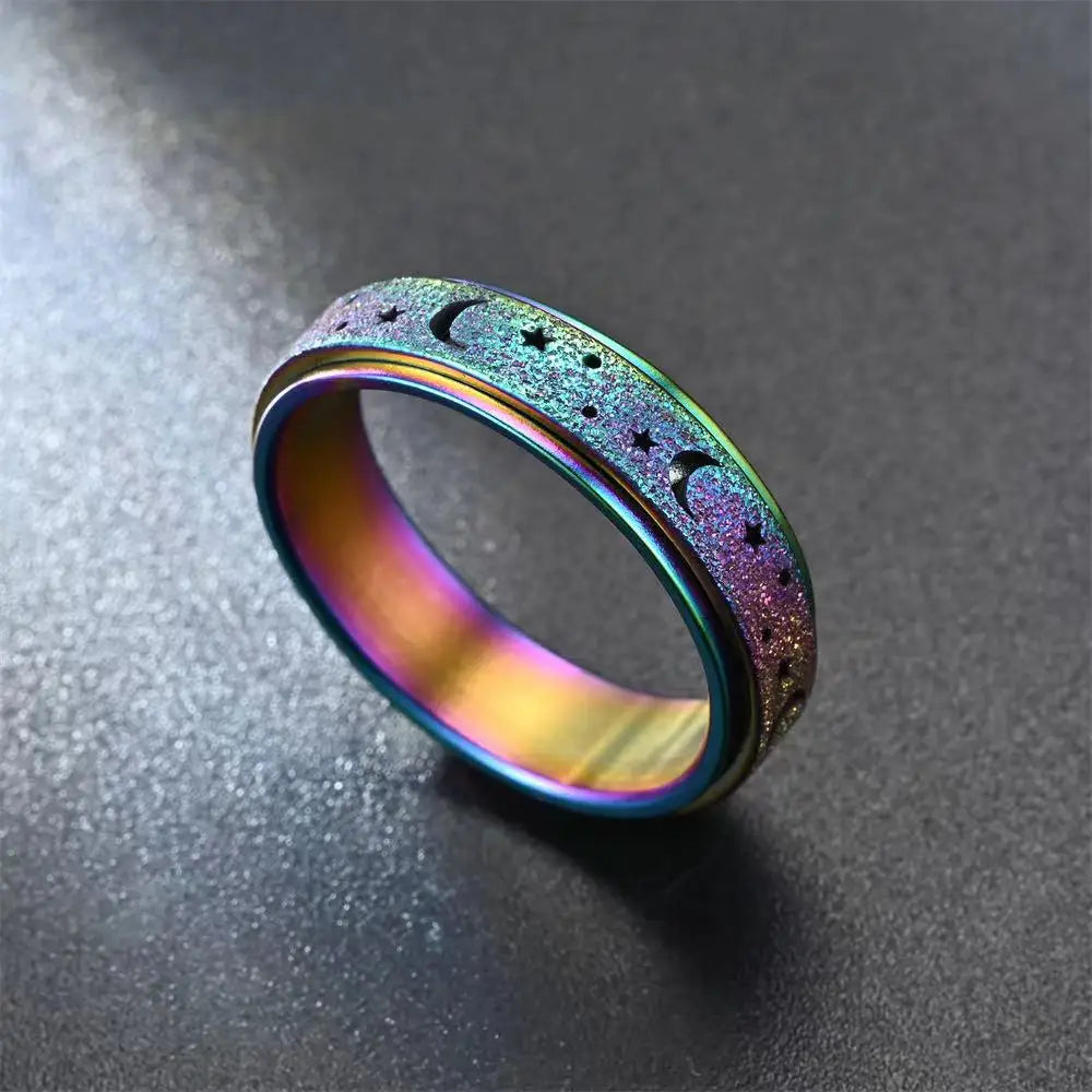 Anillo Giratorio con Crescientes de Luna para Hombre en azul