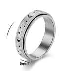 Anillo Giratorio con Crescientes de Luna para Hombre en plata