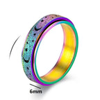 Anillo Giratorio con Crescientes de Luna para Hombre en azul