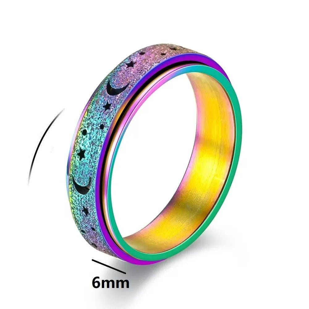 Anillo Giratorio con Crescientes de Luna para Hombre en azul